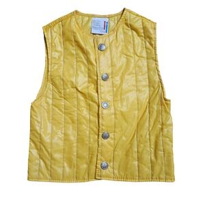 Vintage Billy the Kid Quilted Puffer Vest Silver Crest Buttons Kids 4 Yellow
